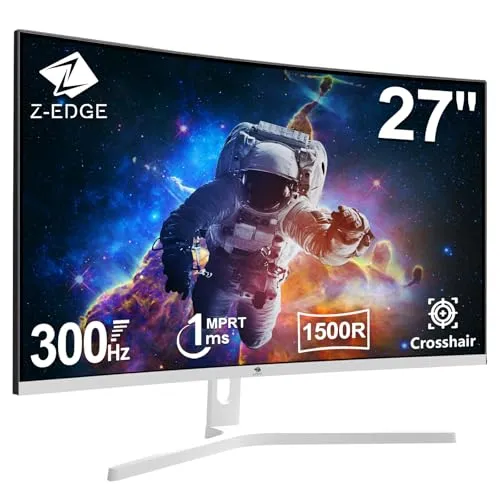 Z-Edge 27 Zoll Curved Gaming Monitor 300Hz - Erleben Sie fesselndes Gameplay mit 300Hz Bildwiederholrate und 1ms Reaktionszeit. Der 27 Zoll Curved Monitor bietet scharfe Full HD Qualität und beeindruckende Farben für ein optimales Spielerlebnis.