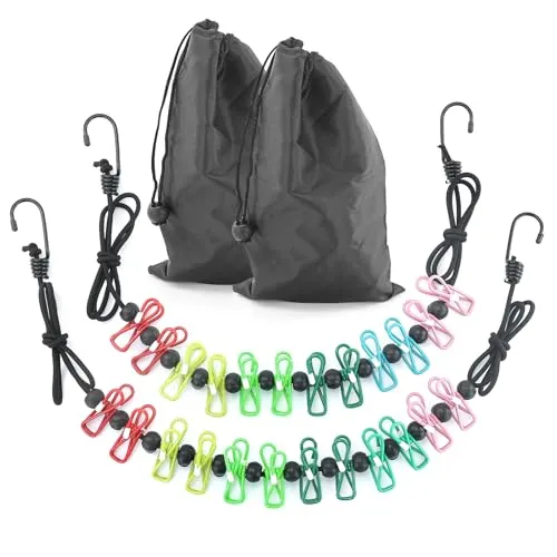 Stück Reisewäscheleine mit klammern,Wäscheleine mit 12 Wäscheklammern,Tragbare Wäscheleine,Outdoor wäscheleine,wäscheklammern Camping,Camping zubehör,einziehbare Wäscheleine für Reisen. 2