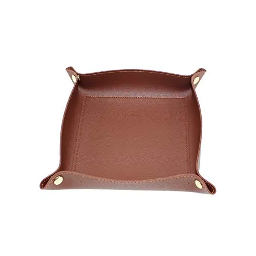 GUBEE PU Leder Taschenleerer,Leder Tablett,Valet Tray,Wasserdichtes und Leicht zu Reinigendes Tablett für Büro und Zuhause, Schreibtisch-Aufbewahrungsplatte für Key Coin Phone Jewelry Wallet (Braun)