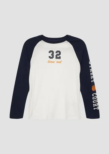 s.Oliver Langarmshirt T-Shirt Langarmshirt mit Kontrastärmeln und Print