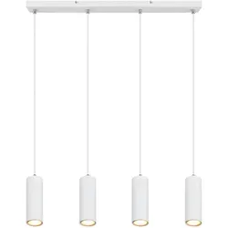Moderne Hängeleuchte 4-flammig in Weiß - Lampen - Schlichte 4-flammige Hängeleuchte aus Metall, individuell einstellbar mit GU10 Fassungen für optimale Lichtgestaltung in Ihrem Wohnbereich.