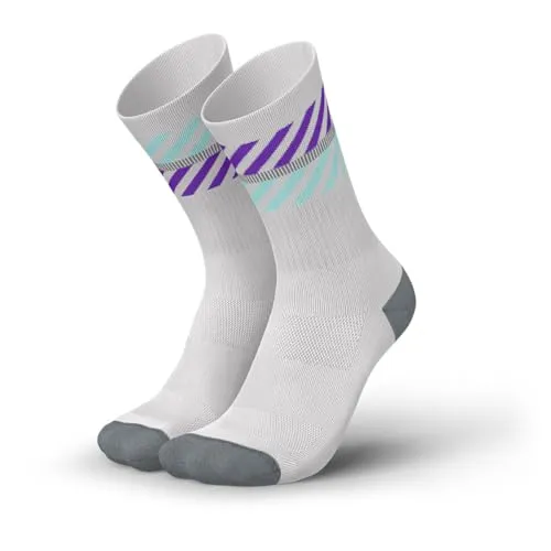 INCYLENCE Lanes · dünne Merinosocken lang, atmungsaktive Sportsocken mit Anti-Blasen Schutz, 40% wärmeisolierende Merinowolle, Herbst & Frühlings Socken · Wander- & Fahrradsocken (43-46, Grey Purple)