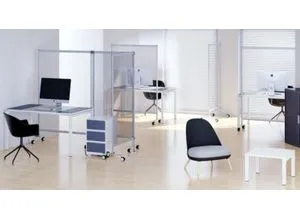 Mobile Spuckschutz-Trennwand Modell B mit Rollen