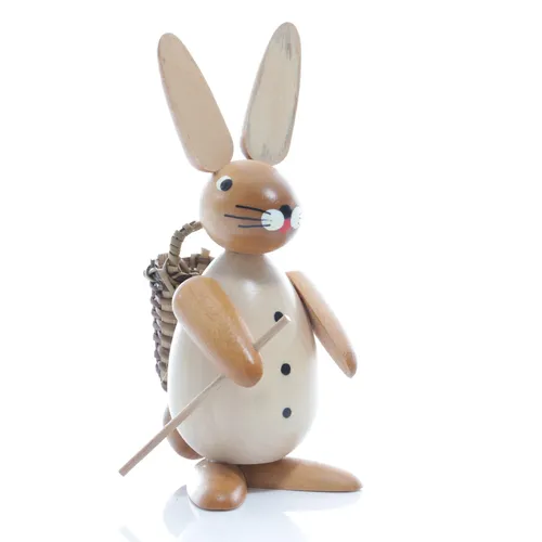 Osterfigur Osterhase mit Korb Natur BxHxT ca 4,5 x 11 x 6,5cm NEU Osterdeko