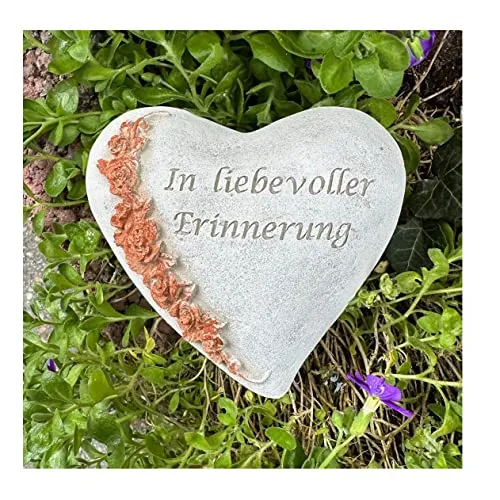 Radami Grabherz asym.Spruch Grabschmuck Grab Herz - In liebevoller Erinnerung - Rose Rost, ca.450g