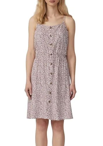 QS Minikleid Spaghettiträgerkleid aus Viskose - Modisches Viskosekleid mit Allover-Print und Spaghettiträgern. Ideal für Sommerabende und sorgt für einen figurschmeichelnden Look dank Slim Fit und Zierknöpfen.