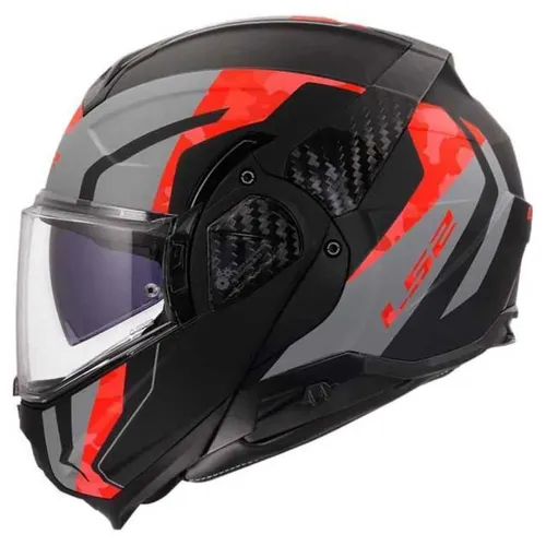 LS2 FF910 Advant II Glide Klapphelm Schwarz Grau Rot Gr. L