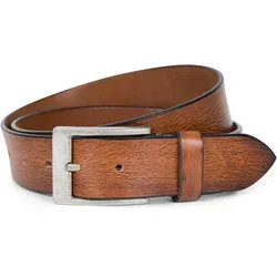 styleBREAKER Unisex Rindsleder Gürtel Unifarben mit gemaserter Oberfläche und gebürsteter Schnalle, kürzbar 03010126, Farbe:Cognac, Größe:110cm