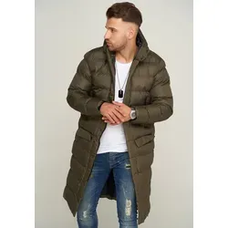 SOULSTAR Herren Parka mit Kapuze als Winterjacke - Langer Steppmantel S2JURGA Herren warmer Wintermantel Steppjacke Pufferjacke - Olive - S