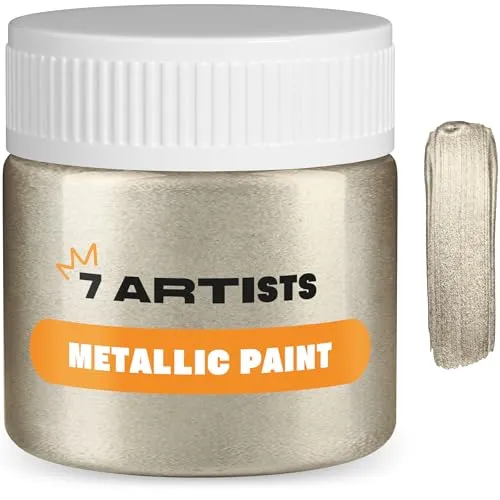 Acrylfarbe Antik-Silber Metallic 50 ml – Professionelle Silber Acrylfarbe mit Glitzer Effekt für Basteln & Malen | Glitzerfarbe für Holz, Leinwand, Ton & Stein | Acrylfarben Metallic Einzeln