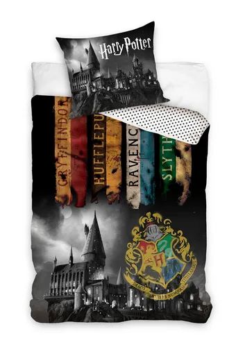Harry Potter Bettwäsche 135 x 200 cm - Wendebettbezug mit Reißverschluss - Entdecke die zauberhafte Harry Potter Bettwäsche mit einem kreativen Wendedesign. Hergestellt aus 100% Baumwolle, sorgt sie für einen angenehmen Schlaf und ist ideal für Fans der magischen Welt.