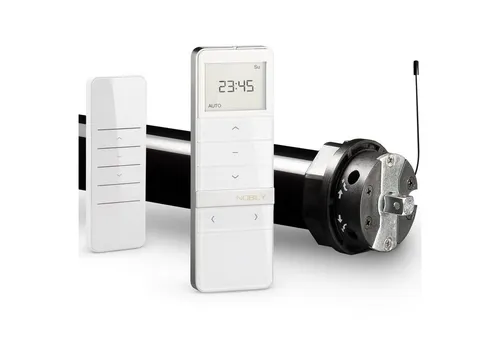 Nobily Rollladenmotor Profi-Set PR5 10/15-60 mit Funk-Timer - Rolllädenmotoren für einfache Installation ohne Kabel, ideal zum Nachrüsten oder für Neuinstallationen. Inkl. Funk-Handsender und Timer für mehr Komfort im Alltag.