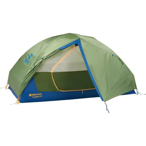 Marmot Tungsten 3P Zelt - Foliage/Dark Azure - Robustes 3-Personen Zelt mit freistehender Konstruktion, optimalem Regenschutz und einfacher Montage. Ideal für Kletter- und Campingabenteuer in der Natur.