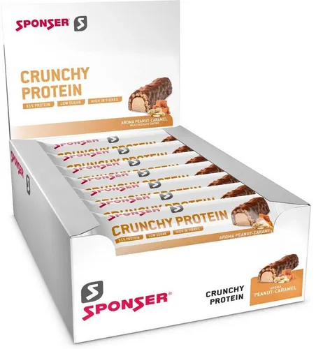 Sponser Crunchy Protein Riegel - 12x 50 g - Proteinreicher Snack mit über 30% Proteingehalt und unter 2 g Zucker pro Riegel. Ideal als gesunde Zwischenmahlzeit für Sportler und Fitnessbegeisterte.