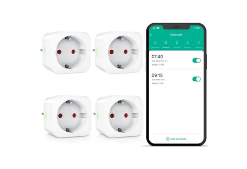 BEARWARE WLAN-Steckdose 2,4 Ghz - Smart Life App Steuerung, 4er Set - Steuern Sie Ihre Geräte bequem per App! Die WLAN-Steckdose ermöglicht Zeitpläne und Timer-Funktionen für optimale Energieverwaltung. Ideal für den Außenbereich mit IP44 Schutz.
