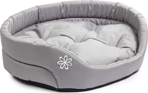 BOUTIQUE ZOO Hundebett | Oval Hundekissen für Hunde oder Katzen | Kratzfest Hundeliege mit Kissen | Hundekorb | Waschbar Polyester Grau XL