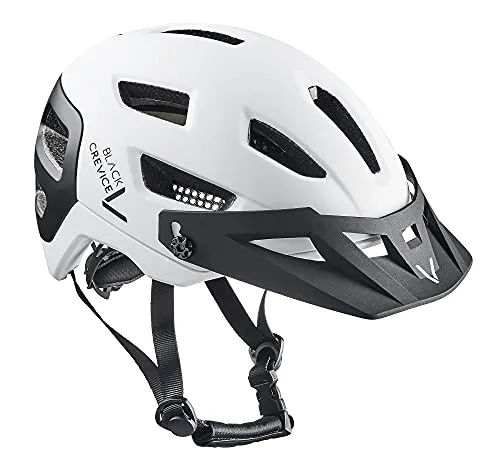 Black Crevice MTB Fahrradhelm, White/Black, S/M (54-58cm) - Fahrradhelme mit optimaler Anpassung: gepolstertes Kinnband und Belüftung für frischen Kopf. Leicht und robust, gemäß CE-Sicherheitsnorm für höchste Sicherheit.