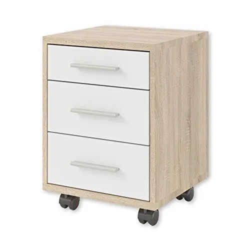 OFFICE LINE Rollcontainer in Eiche Sonoma Optik - Mobiler Büroschrank mit Schubladen - Schreibtisch Rollcontainer in modernem Design, ideal für zusätzlichen Stauraum unter dem Schreibtisch. Mit drei geräumigen Schubkästen und einfacher Montage.