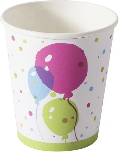 Duni Pappbecher 0,2 L Splash Ballons - 10 Stück Einweggeschirr