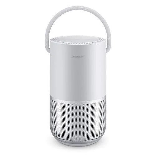 Bose Portable Smart Speaker - Tragbarer Bluetooth-Lautsprecher mit Alexa, 360° Klangerlebnis und 12 Stunden Akkulaufzeit in Silber