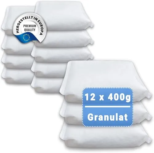 Granulat 400 Gramm (4E) Raumentfeuchter Granulat Luftentfeuchter reduziert Schimmel & Gerüche nachfüllbar Feuchtigkeitskiller 12 x