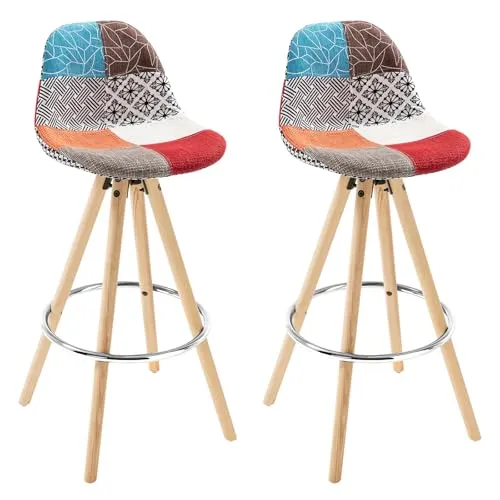 Woltu Barhocker Joyce, 2er Set aus Leinen mit Holzgestell von WOLTU