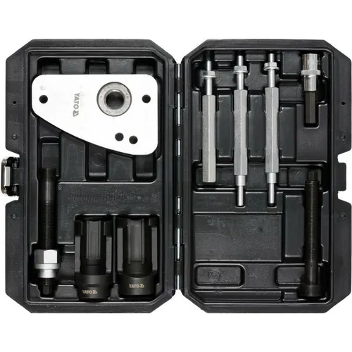 YATO Demontagewerkzeugsatz Common-Rail-Injektor YT-05338 - Praktisches Set für die Demontage von Common-Rail-Injektoren, ideal für verschiedene Fahrzeugmodelle. Inklusive 10 Werkzeugen im robusten Kunststoffkoffer für eine einfache Handhabung.