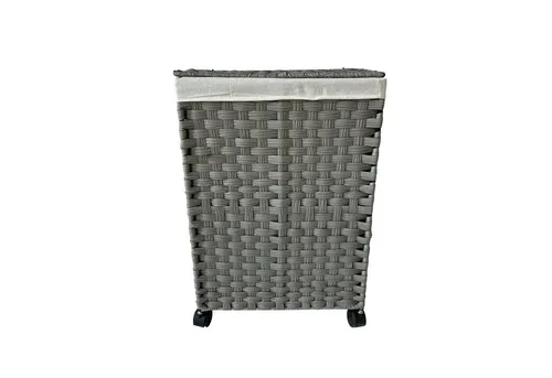 HTI-Living Wäschekorb Wäschesammler Briena Grau 40L - Wäschekorb aus Polyrattan auf Rollen, ideal für komfortable Wäscheorganisation und mit einem Fassungsvermögen von 40 Litern.