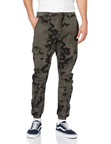 Urban Classics Herren Cargo Jogging Pants Hose, Grey Camo - Sportliche Jogginghose für Herren mit zwei praktischen Seitentaschen und elastischem Bund für optimalen Komfort – perfekt für Freizeit und Sport.