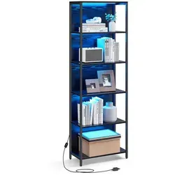 VASAGLE Bücherregal mit LED-Beleuchtung, 6 Ebenen, 60 cm, schwarz