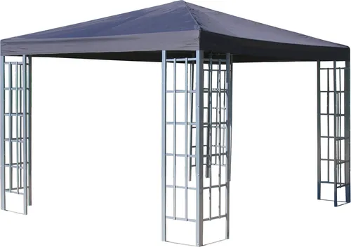 Quick Star Pavillon 3x3m Anthrazit - Stabil & Wetterfest - Pavillon mit stabilem Stahlgestell in Aluminium-Optik, wetterfestem Dach aus 100% Polyester. Ideal für Gartenpartys und Events, sorgt für hohen Schutz und Stabilität.