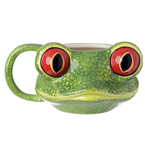 Pukinator große Augen Frosch Keramiktasse, gemischt, Höhe 8 cm, Breite 15,5 cm, Tiefe 12,5 cm