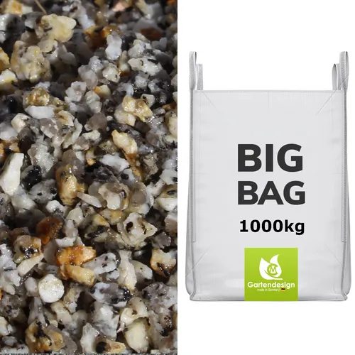 Fichtelgebirgs Granit Splitt 2/5mm im BigBag - Hochwertiger Granit Splitt in grau/braun, ideal für Garten- und Landschaftsbau. Praktische 1000 kg BigBag-Verpackung für einfachen Transport und Einsatz.
