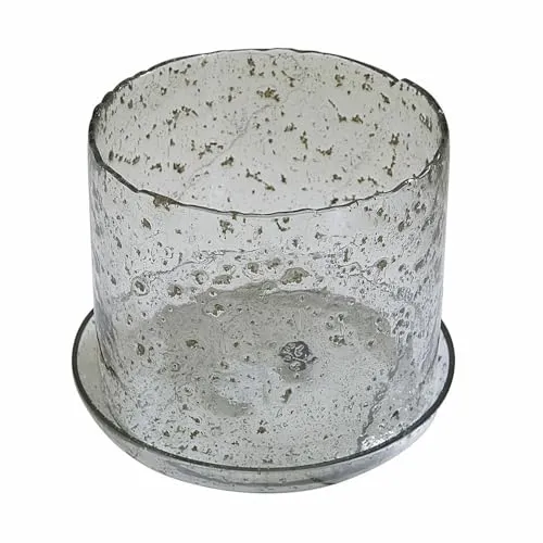 Loberon Windlicht Soeren, mundgeblasen, reizvolle Struktur, fein eingearbeitete Farb-Elemente, individuell dekorierbar, Wohn-Accessoire, Glas, klar