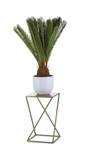 HowHomely Pflanzenständer Metall 24 x 40 cm - Stabiler und Fester Blumenhocker aus Metall - Gold Blumenständer im Loft-Stil für die Innendekoration