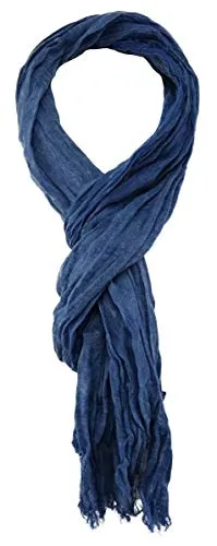 TigerTie gecrashter Schal in blau einfarbig Gr. 180 x 50 cm