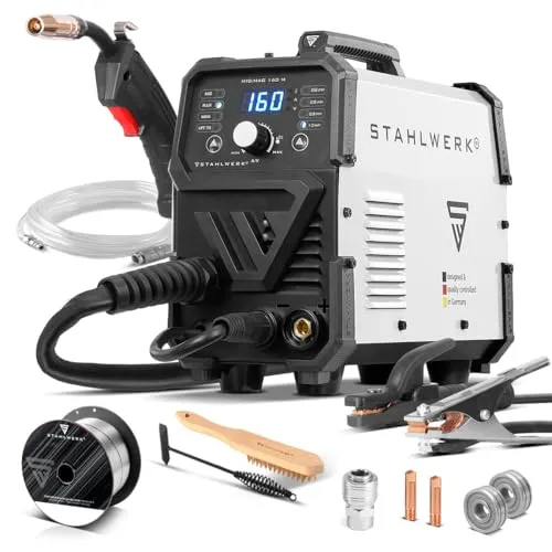 STAHLWERK MIG MAG-160 M Schweißgerät – 5-in-1 Kombigerät - Vielseitiges 5-in-1 Schweißgerät für MIG/MAG, FLUX, MMA und Lift-TIG. Ideal für Werkstatt und Montage, kompakt und leistungsstark – perfekt für verschiedene Anwendungen.