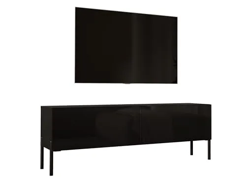 3E 3xE living.com TV- Schrank in Schwarz Matt mit Beinen in Schwarz, A: B: 140 cm, H: 52 cm, T: 32 cm