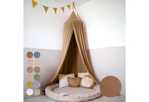 lilimaus Baldachin Kinderzimmer - Betthimmel aus 100% Baumwolle Musselin - Baby Betthimmel & Himmelstangen – Hochwertiger, atmungsaktiver Musselin-Baldachin in 12 Farben, schafft eine gemütliche Atmosphäre im Kinderzimmer und ist vielseitig einsetzbar.