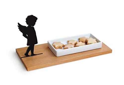 Side by Side Keksschale aus Porzellan und Holz - Elegante Dessertschale aus Spitzahorn und Porzellan, perfekt für Kekse oder Süßigkeiten. Maße: 27 x 12 x 10,5 cm, ideal für besondere Anlässe.