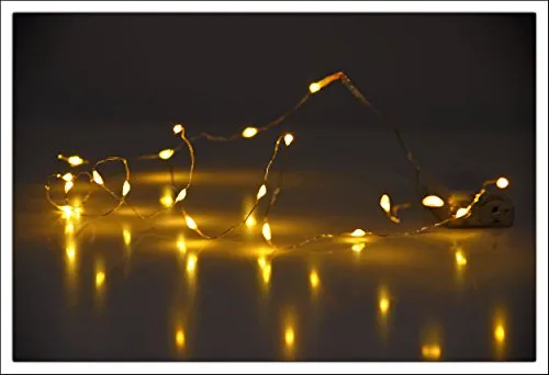 Spetebo LED Micro Lichterkette 200 cm - 40 LED warmweiß - Draht Lichterkette mit Batterie Betrieb 2,0m Kurze Kette für Innen