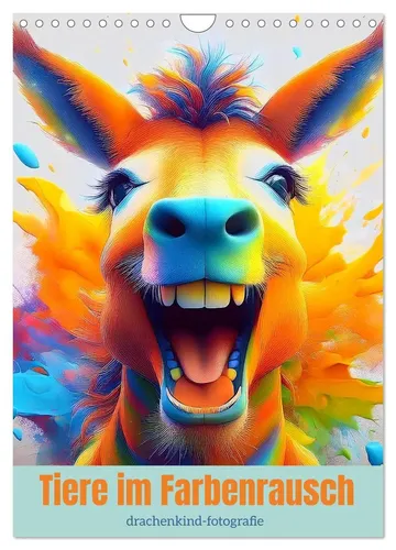 Tiere im Farbenrausch (Wandkalender 2026) - Bunter Monatskalender mit einheimischen Tieren für 2026 im DIN A4 Format. Ideal für Tierliebhaber und Kinderzimmer, bringt Freude und Farbe in jeden Raum.