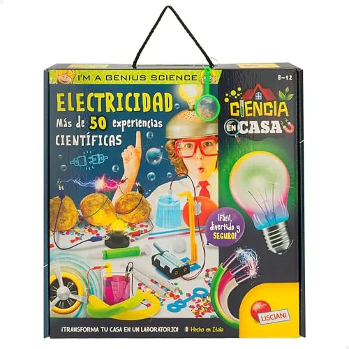 Colorbaby Lisciani 47631 I'm A Genius, Wissenschaftslabor, 50 wissenschaftliche Experimente, Elektrizitätssätze, Glühbirnen-Set, Lernspielzeug, Wissenschaft zu Hause, Spielzeug für Kinder ab 8 Jahren