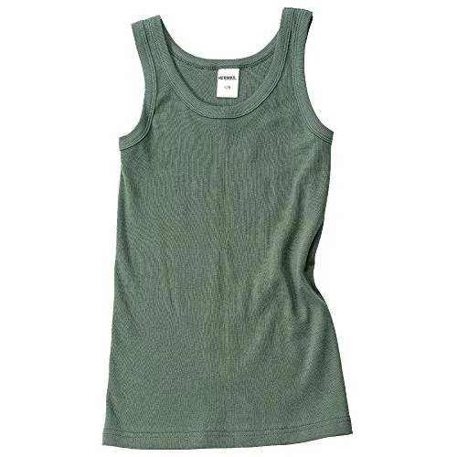 HERMKO 2800 Jungen Unterhemd aus 100% Bio-Baumwolle Knaben Tank Top, Farbe:Olive, Größe:104