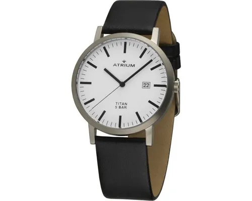Atrium Herren-Armbanduhr Titan Analog Quarz mit Datum - Elegante Armbanduhr für Herren mit titangehäuse und Datumsanzeige, 5 bar wasserdicht und variabel einstellbarem Lederarmband für optimalen Tragekomfort.
