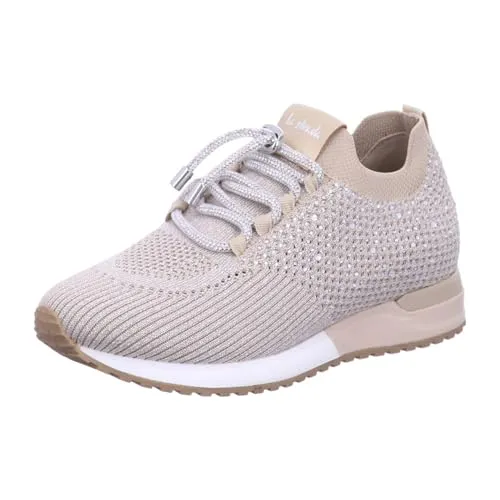 La Strada Damen-Sneaker 2400409 beige/Silver Gr. 40 - Softe, herausnehmbare Decksohle und rutschhemmende Laufsohle mit elegantem Strasssteinbesatz für einen stilvollen Auftritt.
