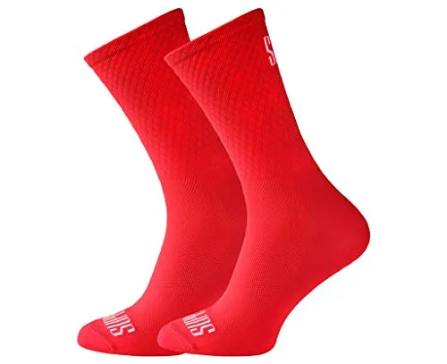 Support Herren-Fahrradsocken, atmungsaktive Technologie, rutschfeste Faser, unisex, einfarbig, Zubehör für Radfahren, Wandern, Klettern, Red's 42-44 EU