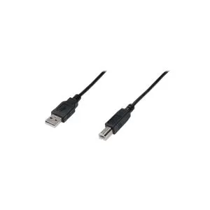 Digitus - USB-Kabel - USB Typ A, 4-polig (M) - USB Typ B, 4-polig (M) - 3,0m (USB / USB2.0) - geformt - Schwarz (AK-300105-030-S)