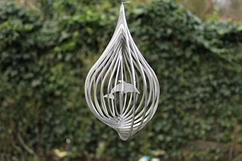 Manufaktur Lichtbogen Edelstahl Windspiel Tropfen Delfin