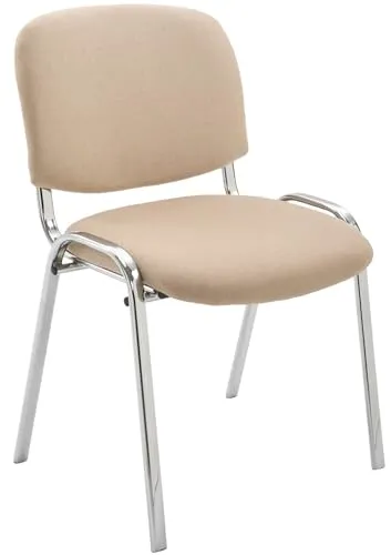CLP Konferenzstuhl Ken Chrom - Stapelstuhl mit hochwertiger Polsterung in Creme - Eleganter Bürostuhl mit hohem Sitzkomfort! Perfekt für Konferenzen und Wartebereiche, pflegeleichter Stoffbezug und stapelbar für platzsparende Lagerung.